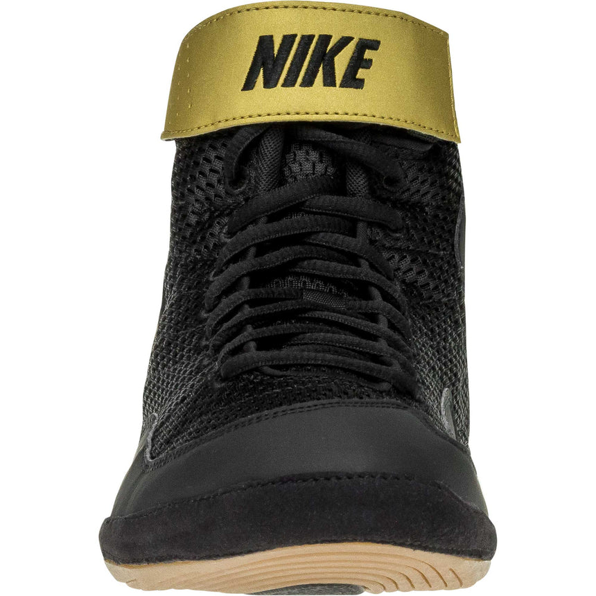 Nike Inflict 3 Wrestling Shoes in Black and Gold front view