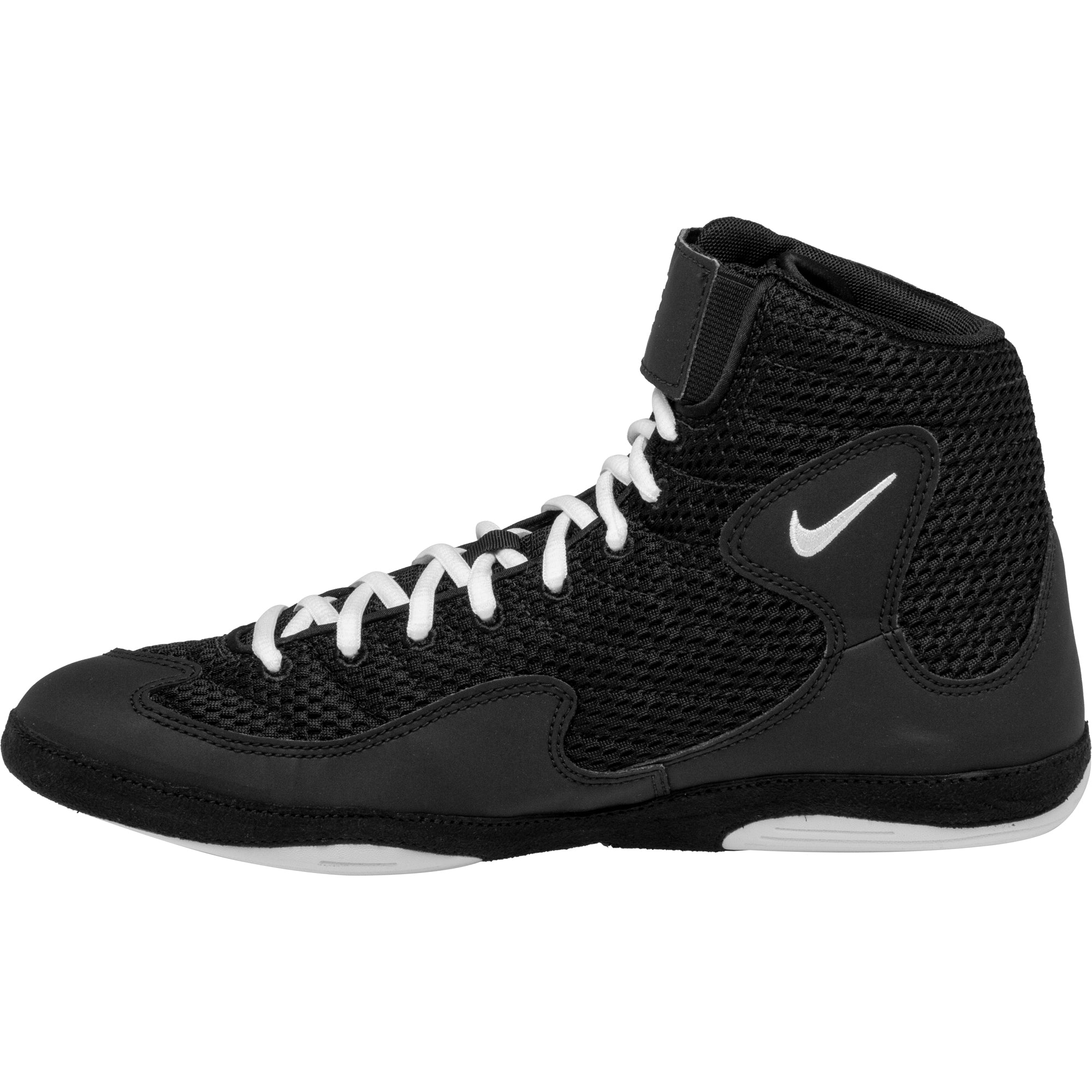 Nike Inflict 3 Wrestling Shoes in Black and White side view 2