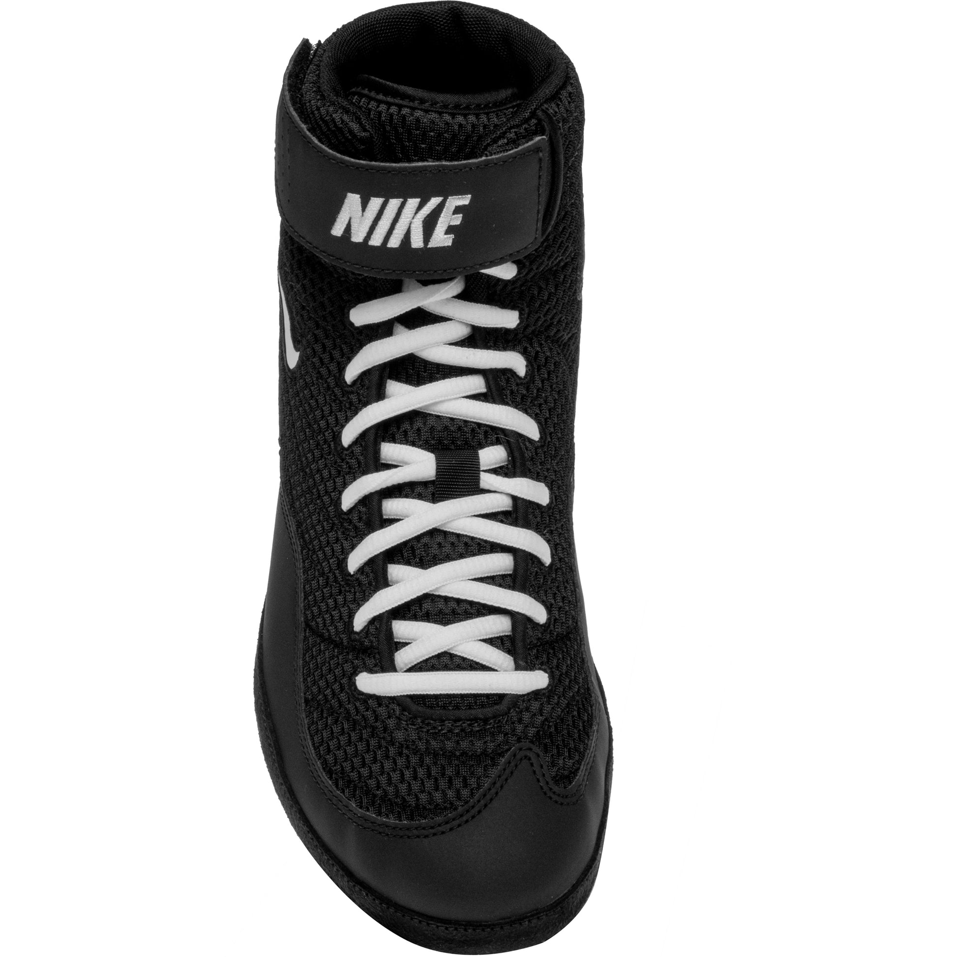 Nike Inflict 3 Wrestling Shoes in Black and White top view