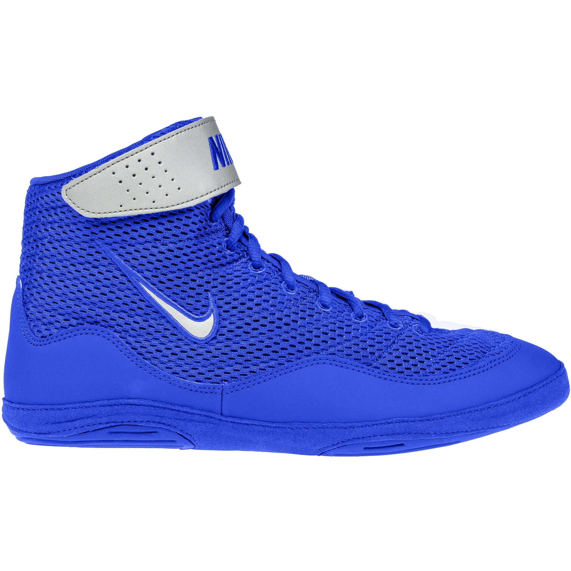 Nike Inflict 3 Wrestling Shoes in Royal and Silver side view