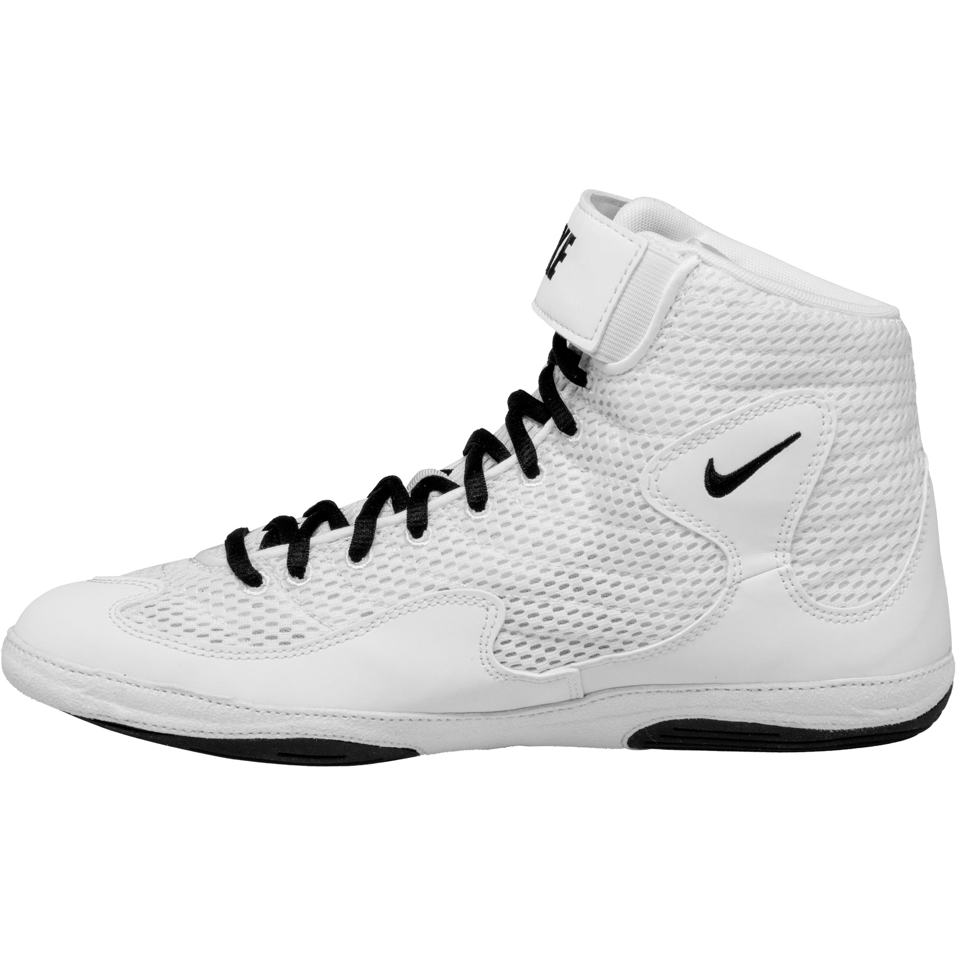 Nike Inflict 3 Wrestling Shoes in White and Black side view 2