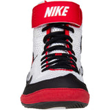 Nike Inflict 3 Wrestling Shoes in White, Red, and Black front view