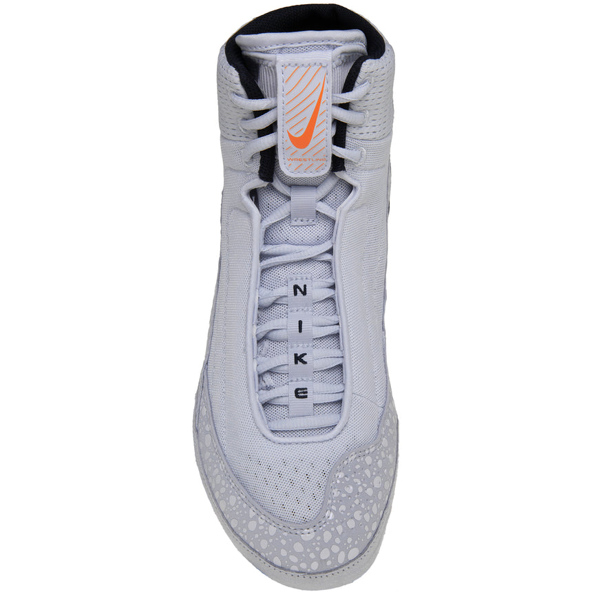 Nike Inflict 4 SE Wrestling Shoes in Grey and Orange top view