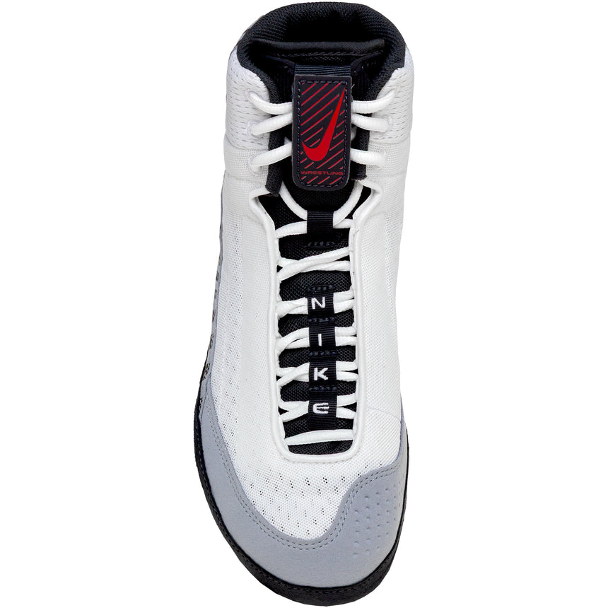 Nike Inflict 4 SE Wrestling Shoes in White and Red top view