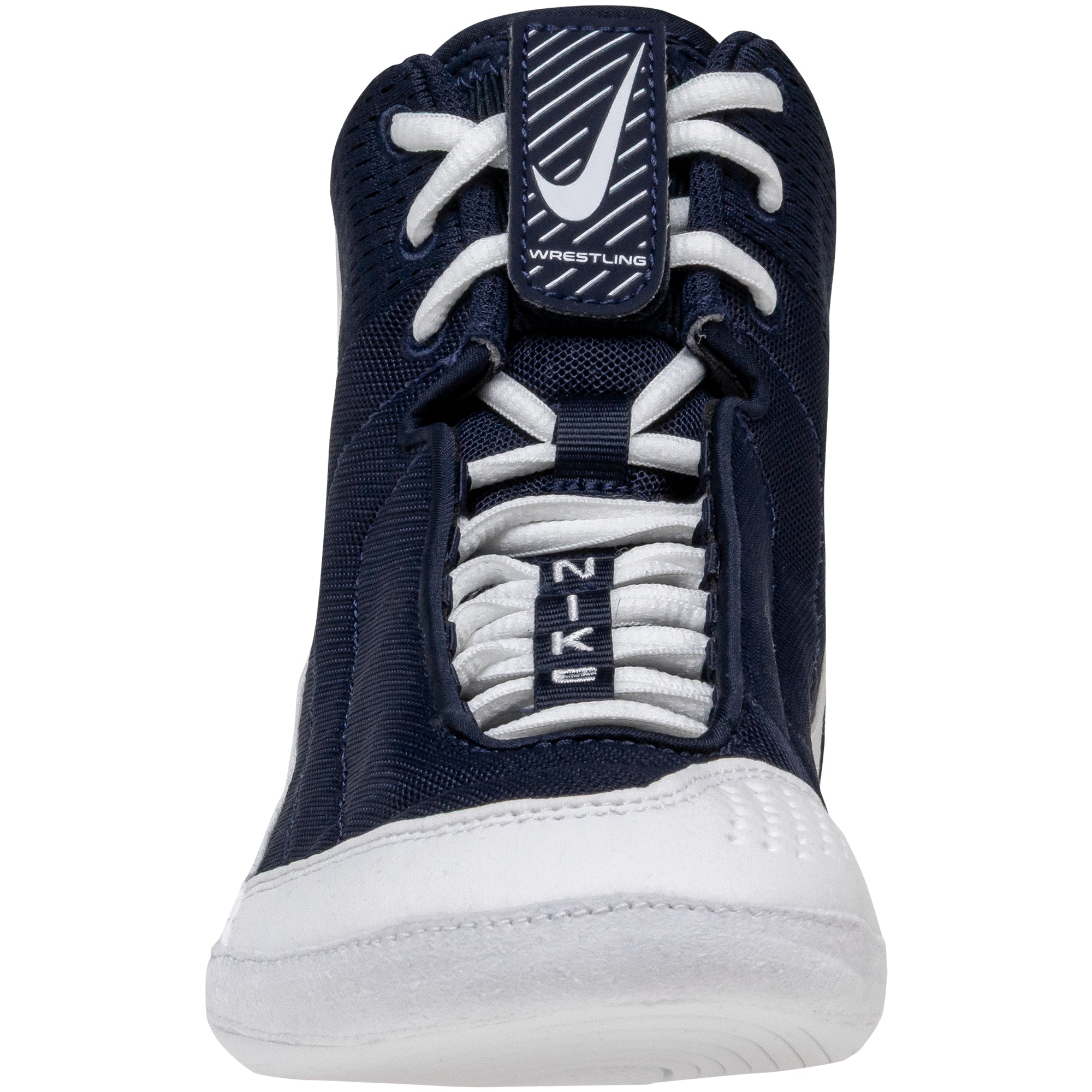 Nike Inflict 4 Wrestling Shoes in Navy and White front view