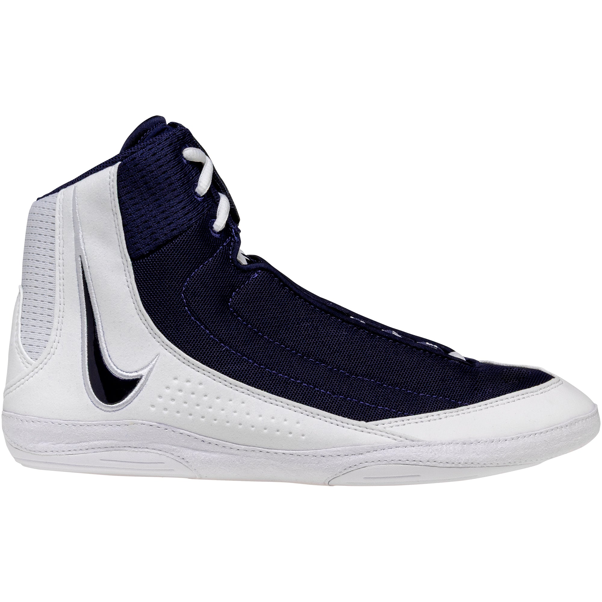 Nike Inflict 4 Wrestling Shoes in Navy and White side view