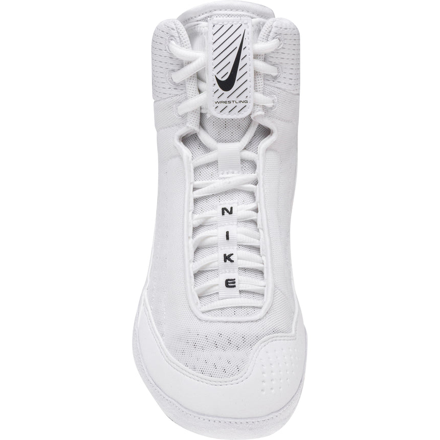 Nike Inflict 4 Wrestling Shoes in White and Black front view