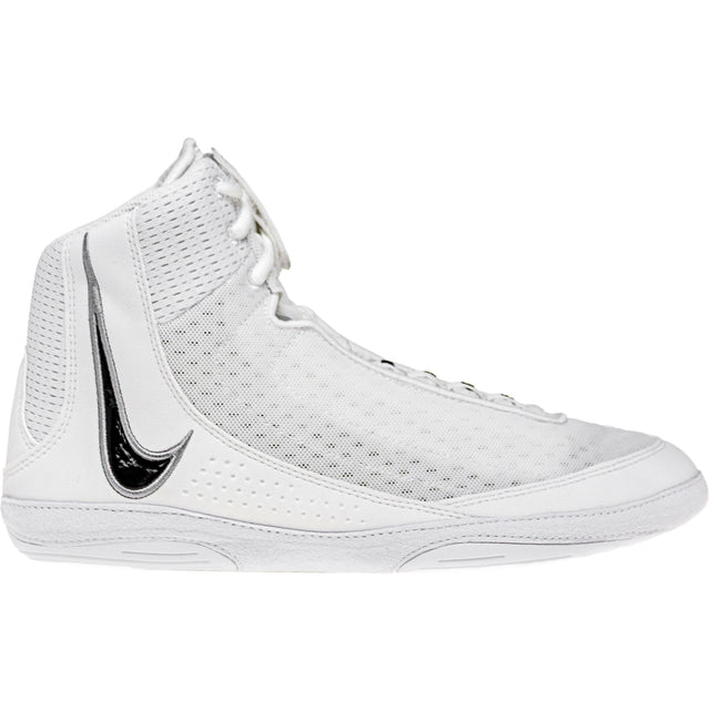 Nike Inflict 4 Wrestling Shoes in White and Black side view