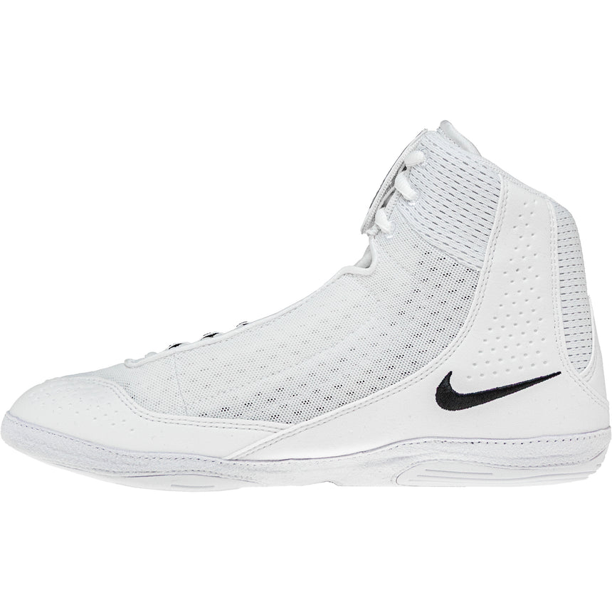 Nike Inflict 4 Wrestling Shoes in White and Black side view 2