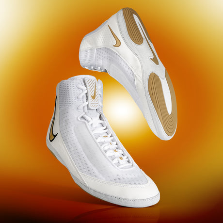 Nike Inflict 4 Wrestling Shoes in White and Gold hero image