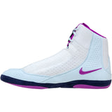 Nike Inflict 4 Wrestling Shoes in White and Purple side view 2