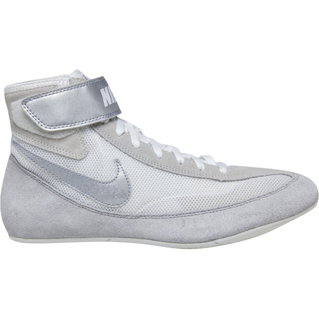 Nike SpeedSweep VII Wrestling Shoes in White and Silver side view
