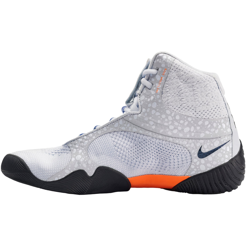 Nike Tawa SE Wrestling Shoes in Grey and Orange side view 2