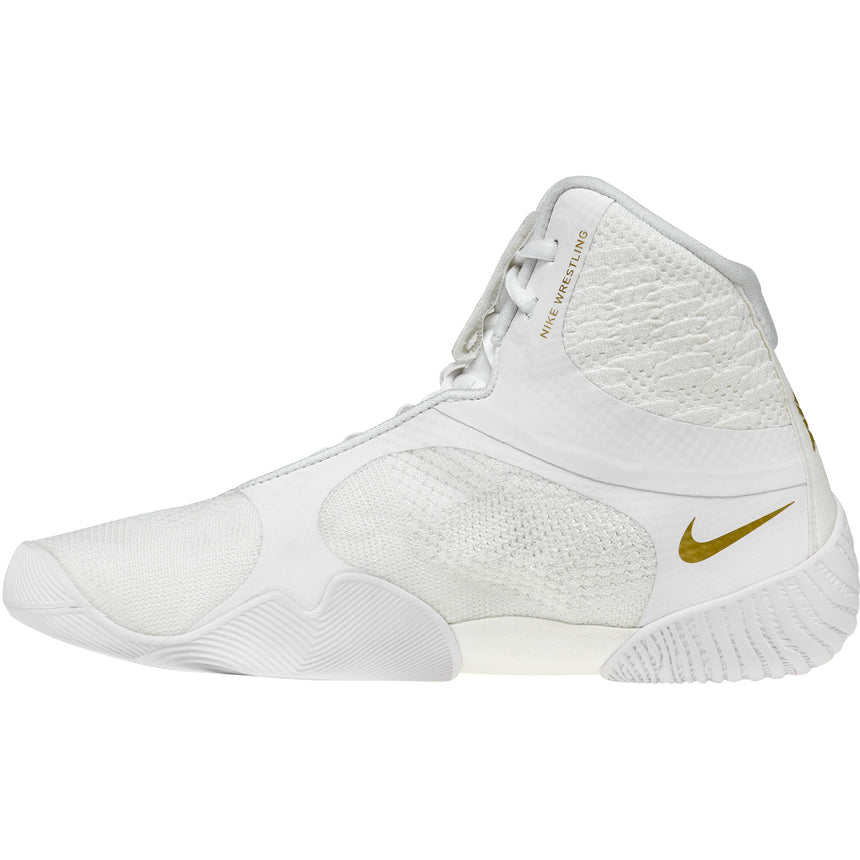Nike Tawa Wrestling Shoes in White and Gold side view 2