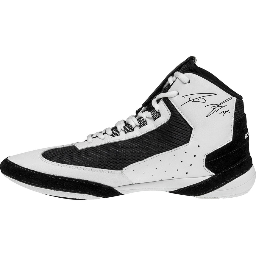 ScrapLife Ascend One Signature Wrestling Shoes in White and Black side view 2